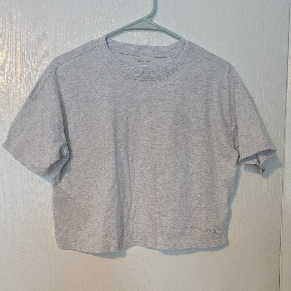 Calvin Klein Heather Gray Cropped Tee